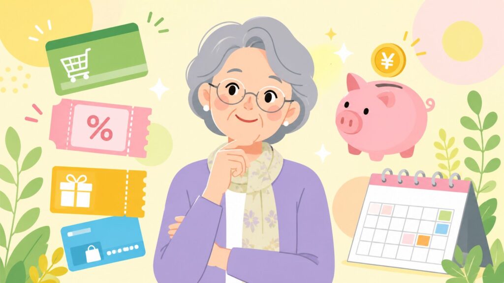 シニアが賢く節約する方法のイラスト