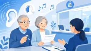 補聴器のシニア割引・購入費助成のイメージイラスト